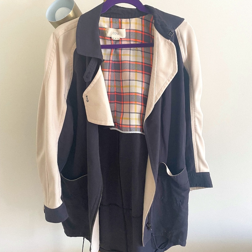 O'2nd Navy and White Trench Coat